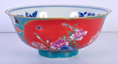 A Chinese Porcelain polychrome bowl decorated with birds and flowers 7 x 16 cm