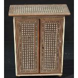 An Indian table cabinet inlaid with bone 28 x 22 x 11 cm