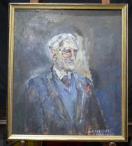 Hugh Pakenham Mahon (Born 1959) Framed oil on board, portrait of a male 70 x 60 cm .