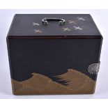 A CHARMING 19TH CENTURY JAPANESE MEIJI PERIOD BLACK AND GOLD LACQUER KODANSU CABINET decorated