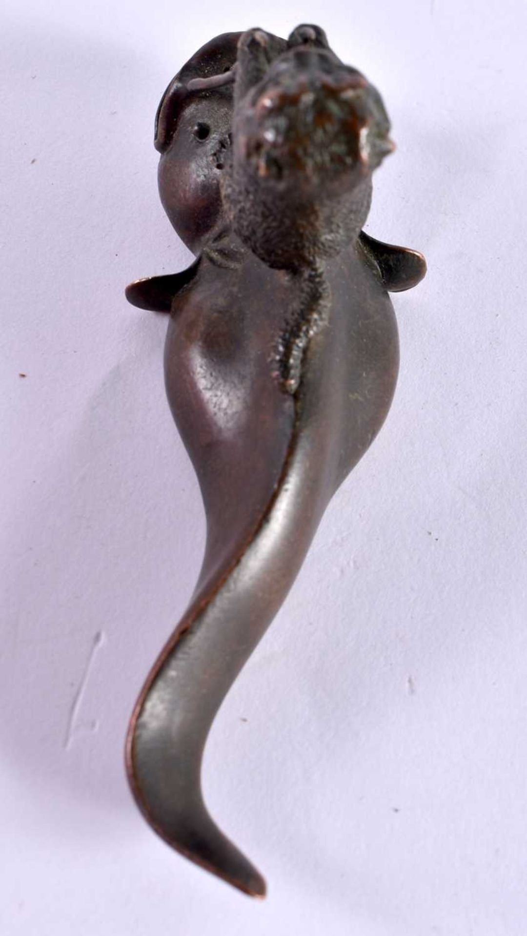 A JAPANESE BRONZE CATFISH OKIMONO. 317 grams. 12 cm x 6 cm. - Image 4 of 6