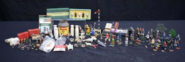 A collection of model railway accessories, metal figures etc (Qty)