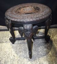 A large Anglo Indian Elephant table 59 x 62 cm
