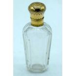A 14 Carat Continental Gold Topped Scent Bottle. 9.3cm x 3.6cm x 2.7cm