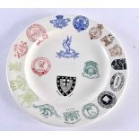 A VERY RARE BOOTHS HOTEL FALCON RESTERAUNT SAMPLE PRESENTATION PLATE printed with various armorials.