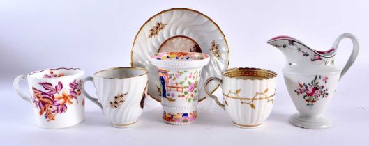 Late 18th century Chamberlain’s Worcester moulded coffee cup and saucer painted with a sepia