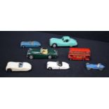 A collection of model Jaguar cars together with a bus Dinky, Corgi etc 19 cm (7).