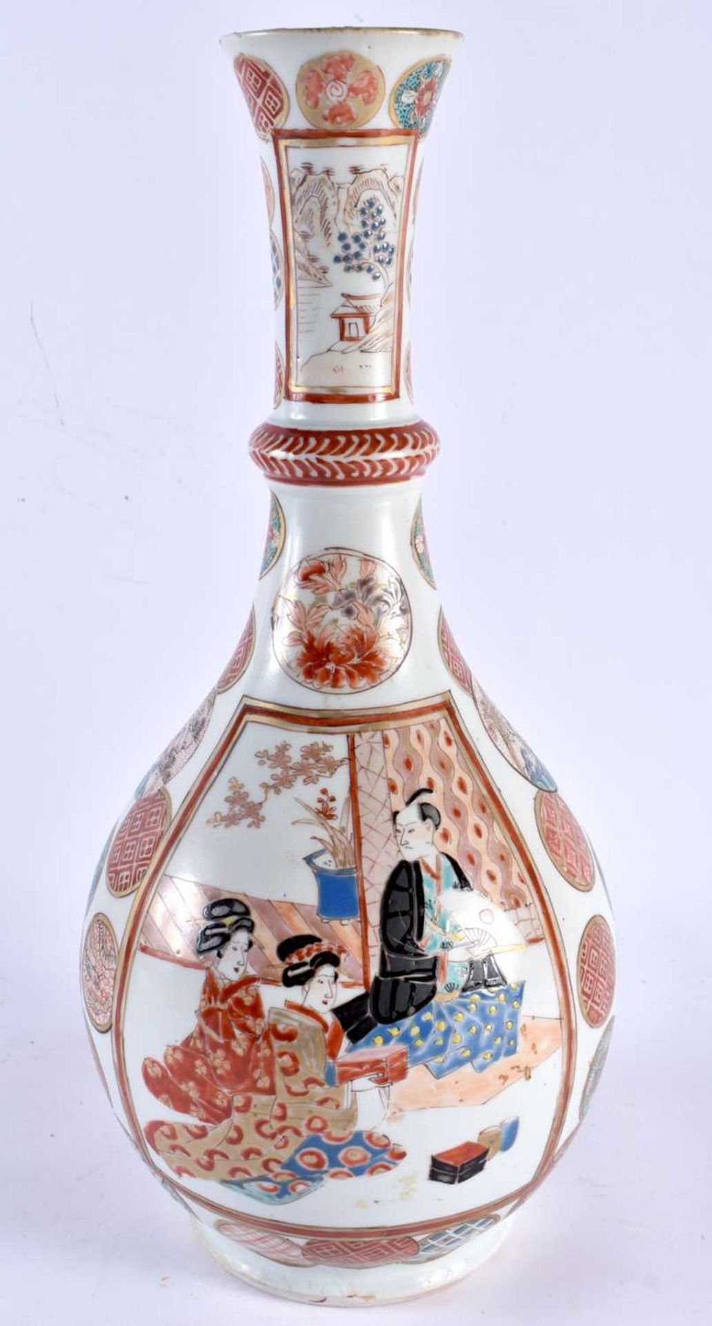 A LARGE 19TH CENTURY JAPANESE MEIJI PERIOD ARITA KUTANI PORCELAIN VASE painted with geisha. 35 cm - Image 3 of 6