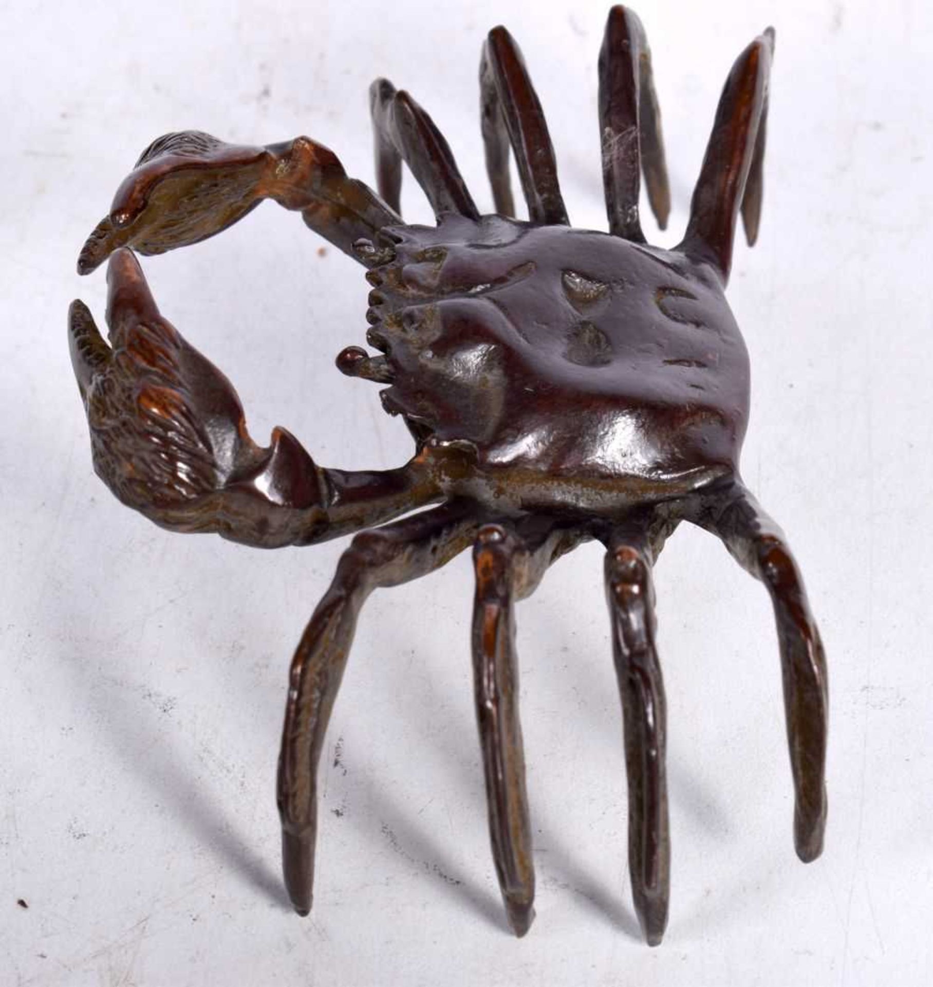 A Large Japanese Bronze Model of a Crab. 11.6cm x 7.1cm x 4.8cm, weight 242g - Image 2 of 3