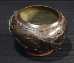 A Japanese bronze Dragon bowl