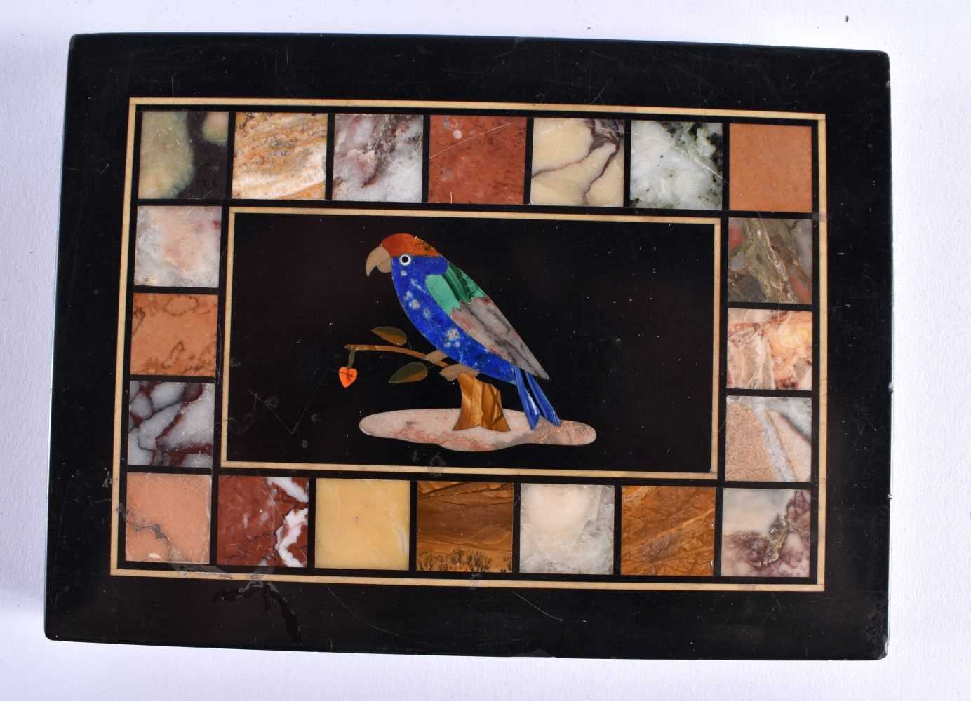 A LOVELY 19TH CENTURY ITALIAN PIETRA DURA DESK PAPERWEIGHT inset with mixed hardstones, lapis and