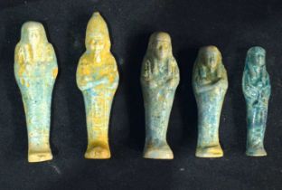 A collection of Egyptian glazed pottery Pharaoh largest 12cm (5).