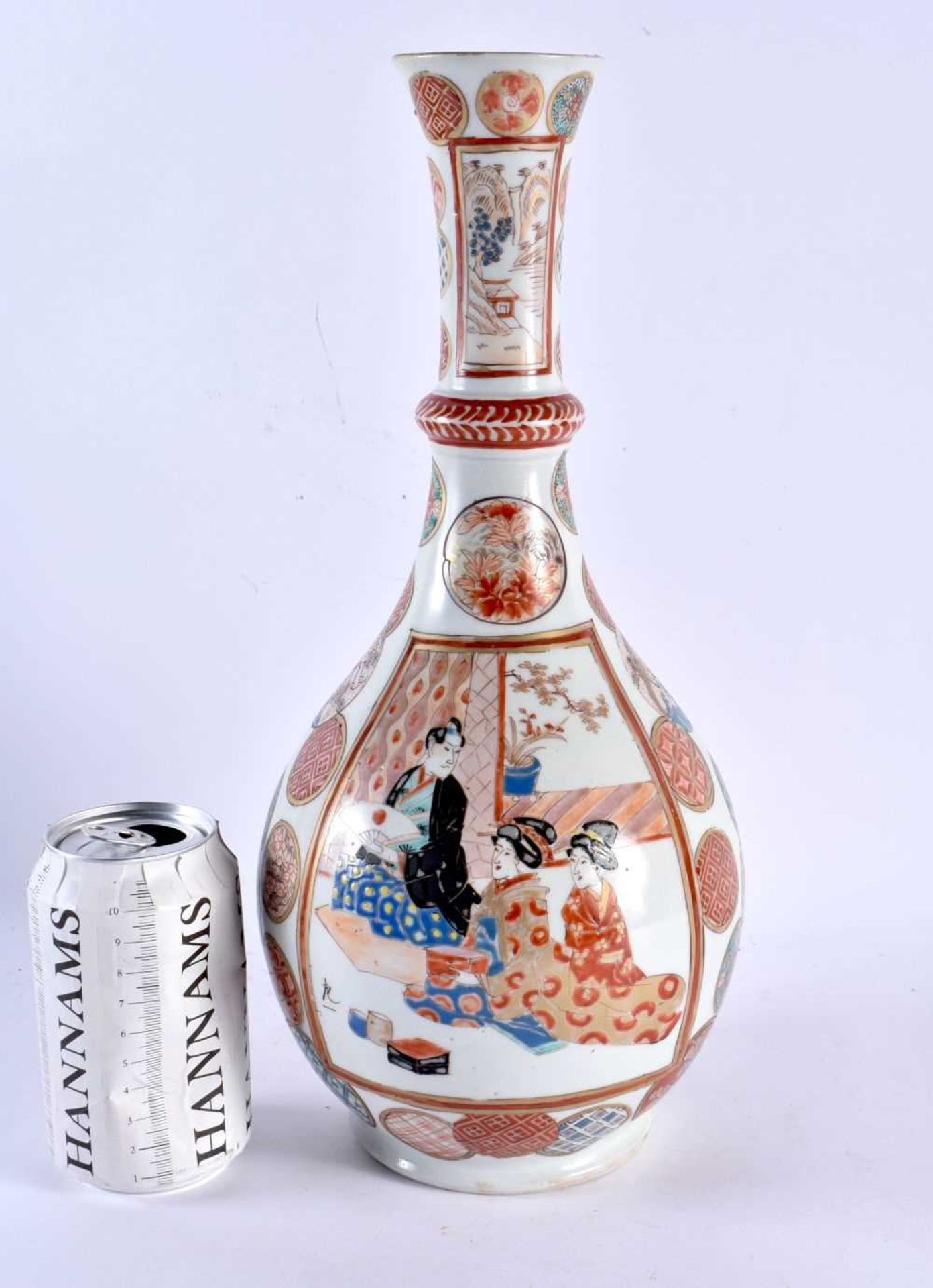 A LARGE 19TH CENTURY JAPANESE MEIJI PERIOD ARITA KUTANI PORCELAIN VASE painted with geisha. 35 cm