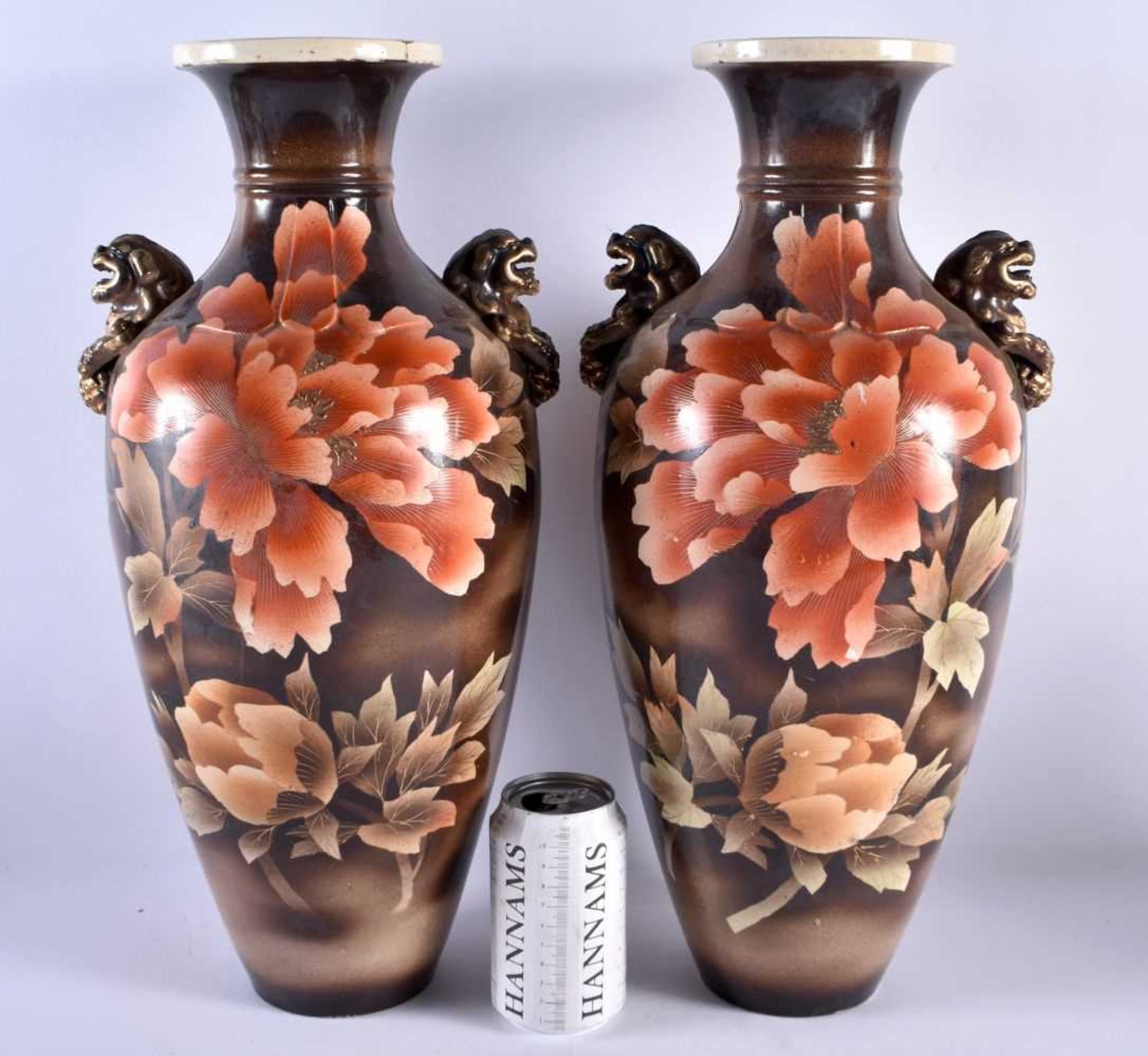 A LARGE PAIR OF LATE 19TH CENTURY JAPANESE MEIJI PERIOD SATSUMA VASES. 44 cm x 18 cm.