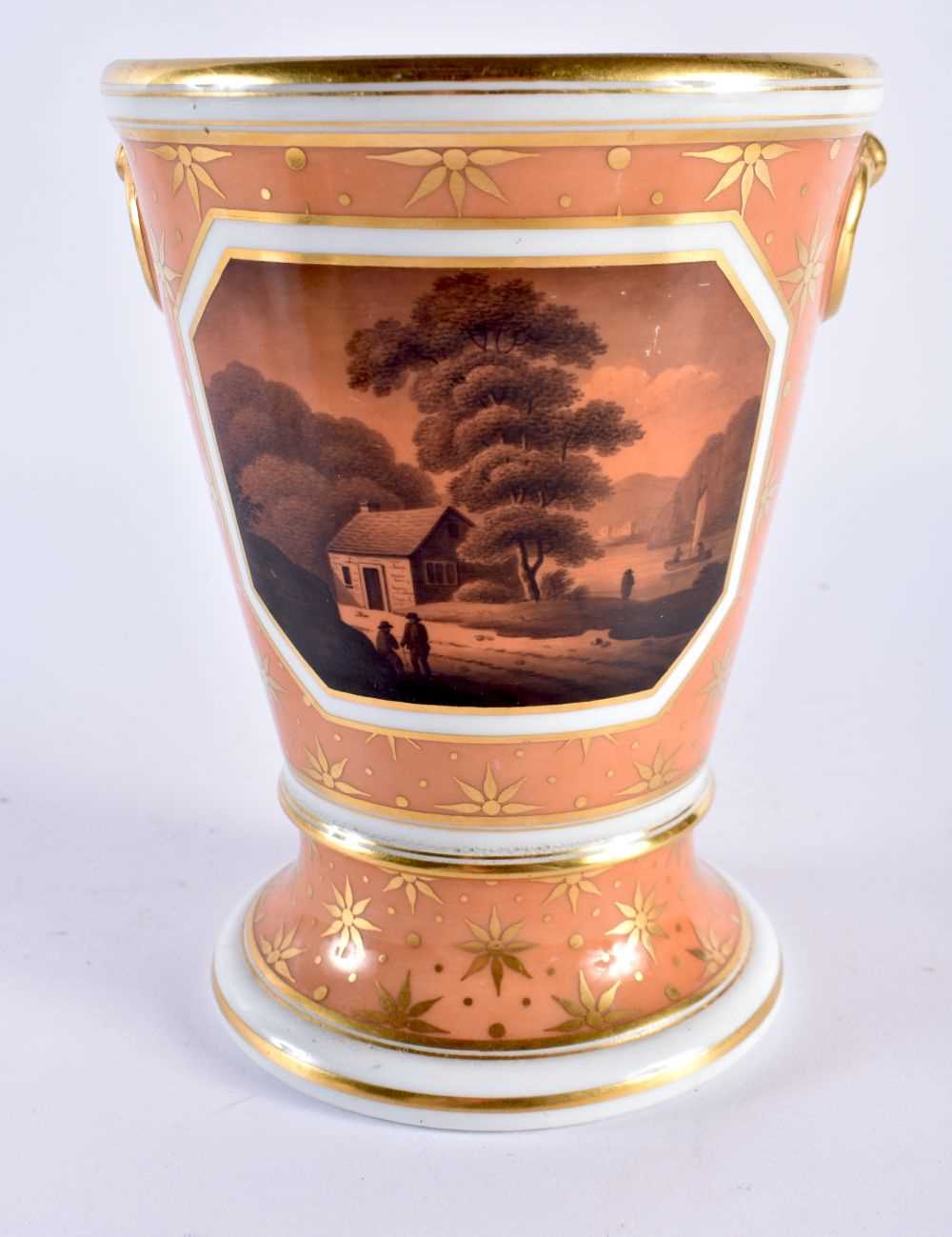 Early 19th century Barr Flight & Barr Worcester bucket vase with a dark grey landscape on dark
