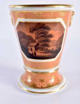 Early 19th century Barr Flight & Barr Worcester bucket vase with a dark grey landscape on dark