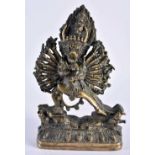 A LATE 19TH/20TH CENTURY CHINESE TIBETAN BRONZE FIGURE OF YAMANAKA modelled in erotic form. 19 cm