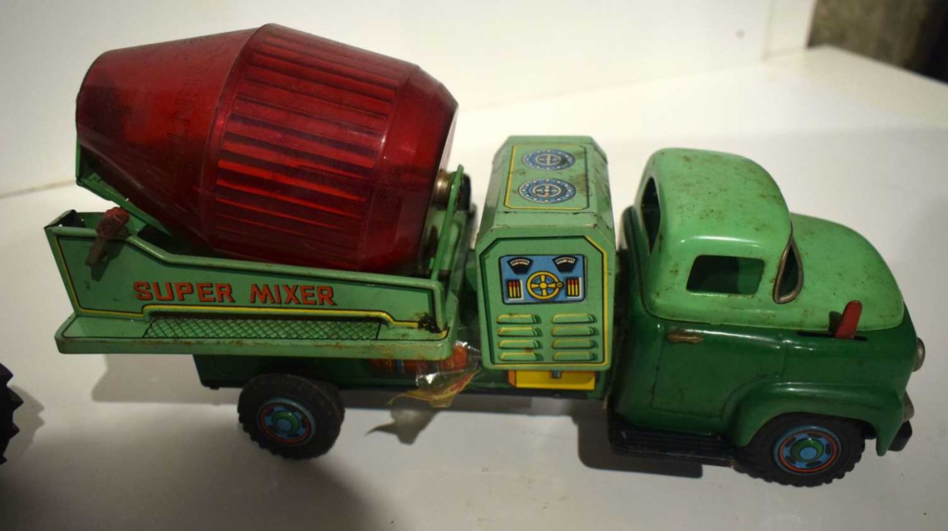 A 1960's battery operated Tin Super Mixer toy together with a Marx Caterpillar Earth Mover largest - Image 3 of 5
