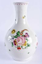 18th century Bristol gugglet painted with a floral bouquet with central rose and scattered flower