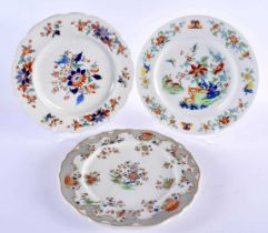 THREE EARLY 19TH CENTURY CHAMBERLAINS WORCESTER PLATES painted with various Oriental landscapes.