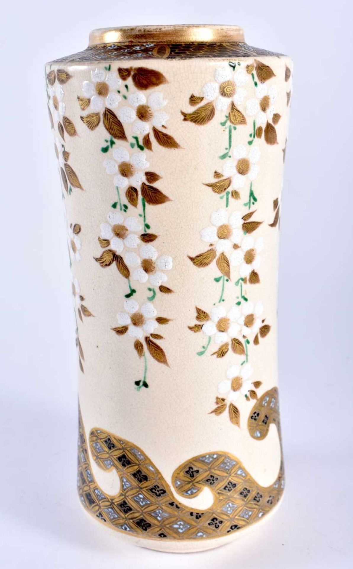 A 19TH CENTURY JAPANESE MEIJI PERIOD SATSUMA VASE enamelled with flowers. 19 cm high. - Image 2 of 4