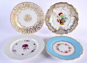 A RARE LATE 18TH CENTURY CHAMBERLAINS WORCESTER MEISSEN STYLE PLATE together with three other