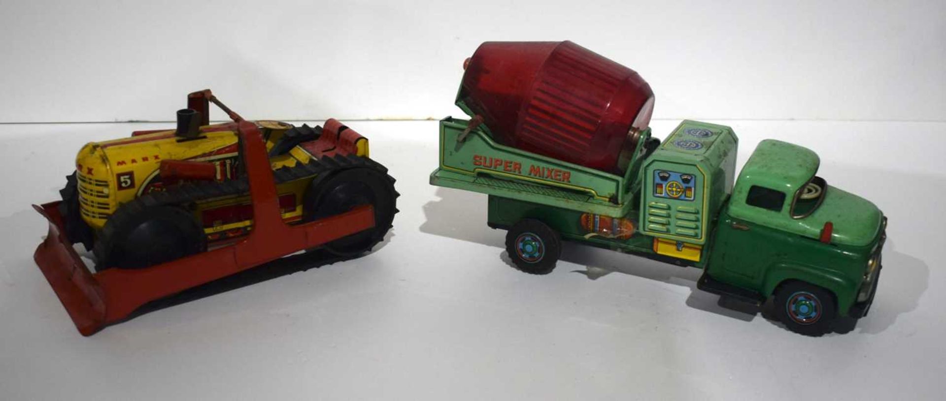 A 1960's battery operated Tin Super Mixer toy together with a Marx Caterpillar Earth Mover largest - Image 2 of 5