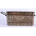AN UNUSUAL 18TH CENTURY ISLAMIC PERSIAN SILVER INLAID BRONZE BOX decorative all over with foliage