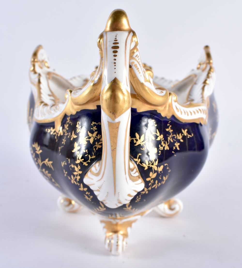 Late 19th early 20th century Coalport two handled boat shaped vase decorated with two gilt panels - Image 2 of 5