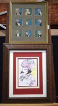 A framed watercolour of a female together with a collection of Bridge cartoons by H Harris C1930