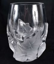 A LALIQUE GLASS VASE. 17 cm x 9 cm.
