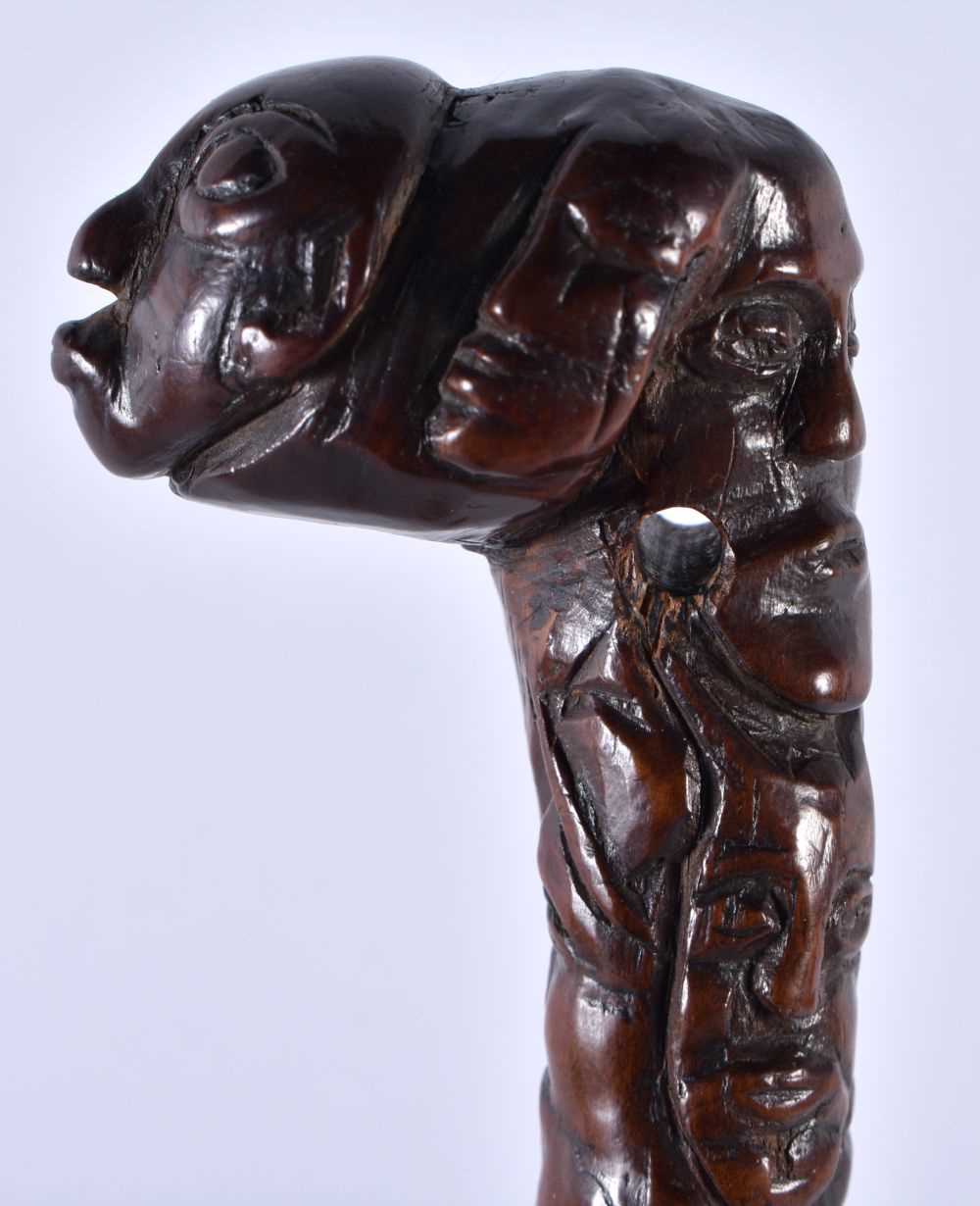 A VERY UNUSUAL 18TH/19TH CENTURY CARVED WOOD MINIATURE STAFF possibly tribal, decorated all over - Image 6 of 9
