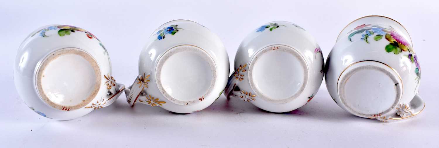 Pre-1891 Set of four French custard cups and covers with original tray painted with flowers, - Image 9 of 9