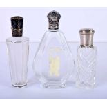 Three Continental Silver Topped Scent Bottles. Largest 9cm x 5.4cm x 2.1cm (3)