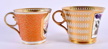 TWO EARLY 19TH CENTURY CHAMBERLAINS WORCESTER CUPS painted with shell studies in the Manner of