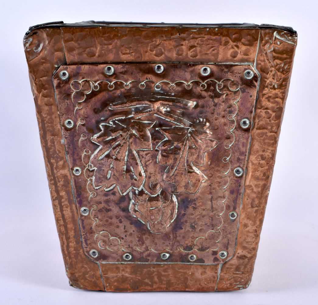 A CHARMING ARTS AND CRAFTS COPPER LINED LEAD PLANTER of unusual proportions. 19 cm x 16 cm. - Image 2 of 5
