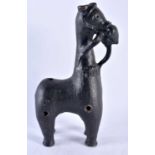 A LARGE 18TH/19TH CENTURY SOUTHERN EUROPEAN POTTERY FIGURE OF A HORSE of zoomorphic form, after