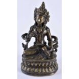 A 19TH CENTURY TIBETAN NEPALESE BRONZE FIGURE OF A SEATED BUDDHA modelled holding Buddhistic