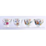 A SET OF FOUR CHINESE FAMILLE ROSE PORCELAIN TEABOWLS 20th Century. 7.5 cm diameter. (4)