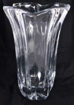 A LARGE FRENCH DAUM NANCY CRYSTAL GLASS VASE. 30 cm x 18 cm.