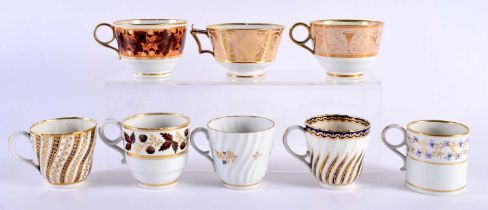 EIGHT LATE 18TH/19TH CENTURY BARR, FLIGHT BARR & BARR AND WORCESTER CUPS in varying forms. Largest 9