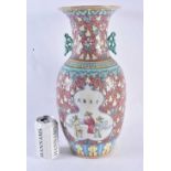 A LARGE LATE 19TH/20TH CENTURY CHINESE FAMILLE ROSE STRAITS PORCELAIN VASE Late Qing, painted with