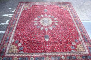 A large Wilton Country House Wool rug 360 x 319 cm.