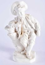 Sevres biscuit figure 'Le Petit Vendangeur', modelled in the form of a boy leaning on a basket
