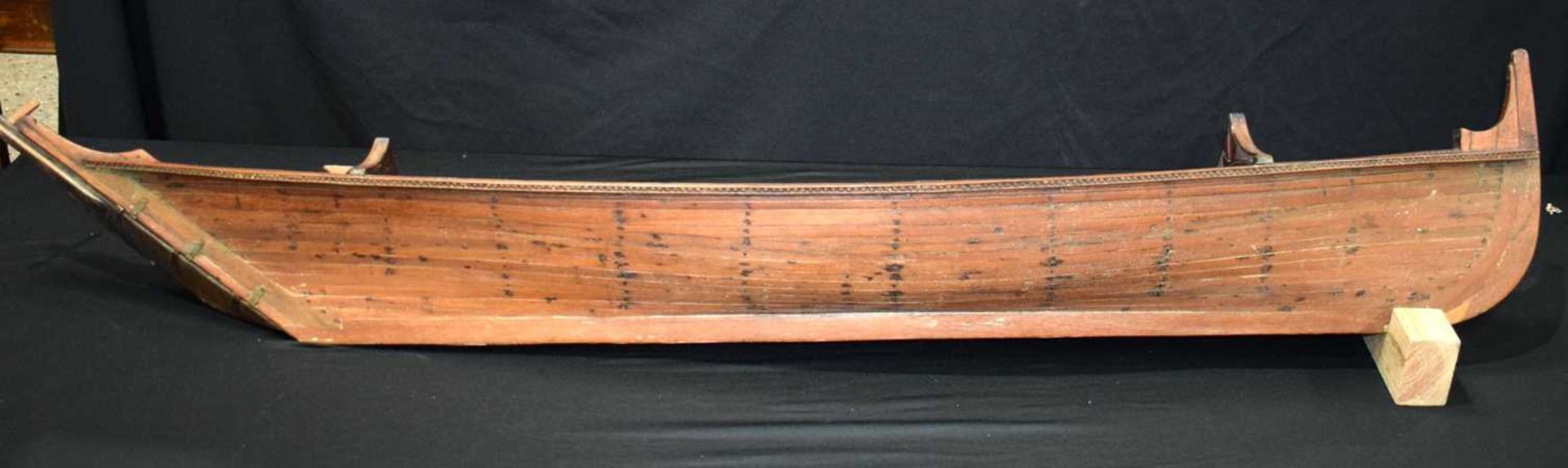 A 19th carved wood model of a Viking Longboat 144 x 24