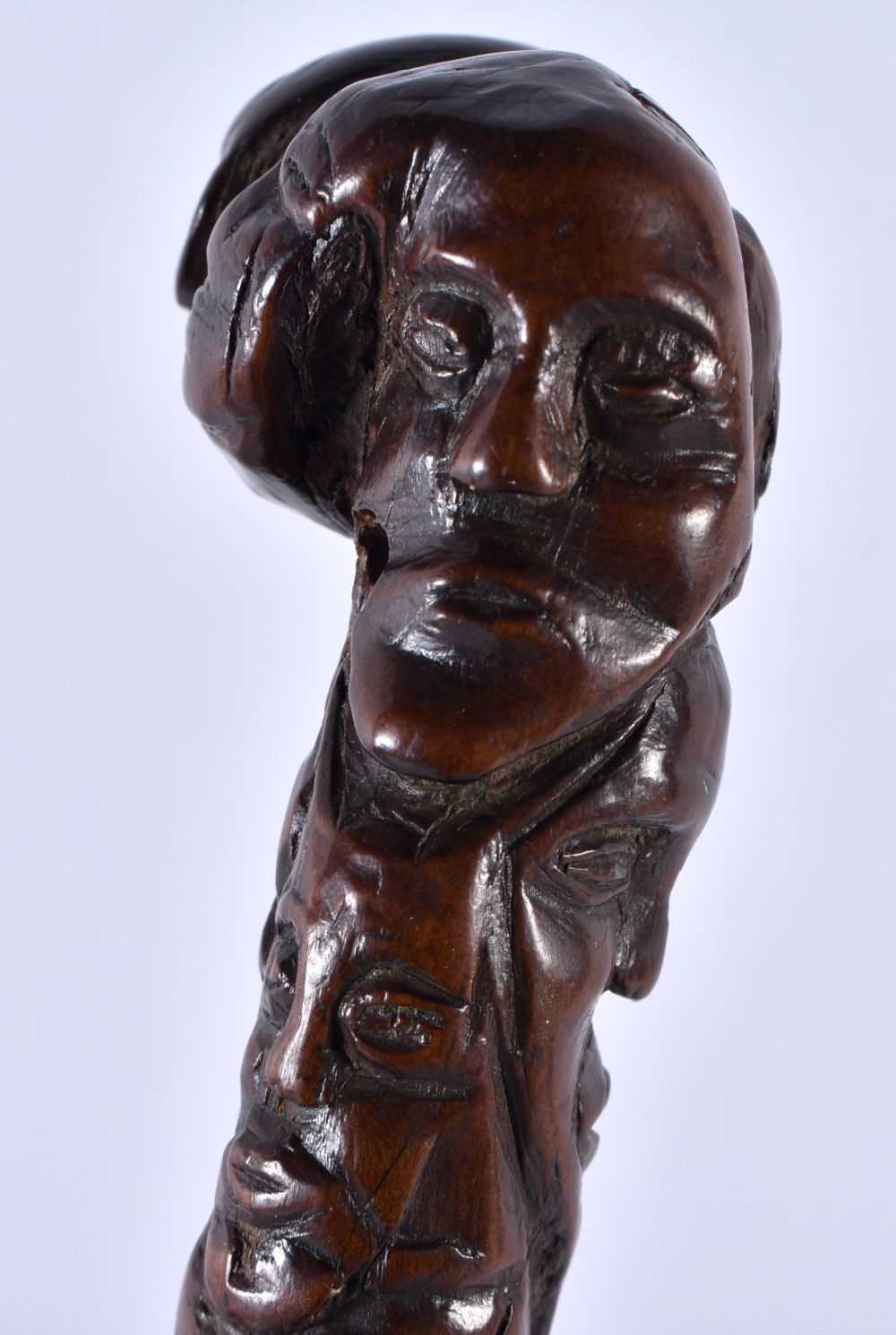 A VERY UNUSUAL 18TH/19TH CENTURY CARVED WOOD MINIATURE STAFF possibly tribal, decorated all over - Image 7 of 9
