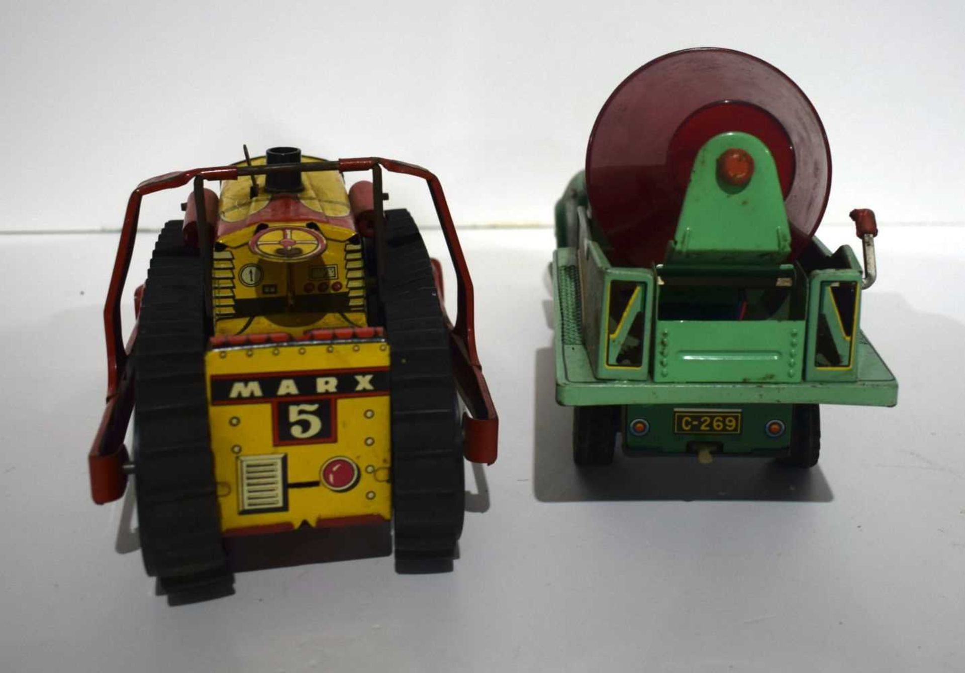 A 1960's battery operated Tin Super Mixer toy together with a Marx Caterpillar Earth Mover largest - Image 5 of 5