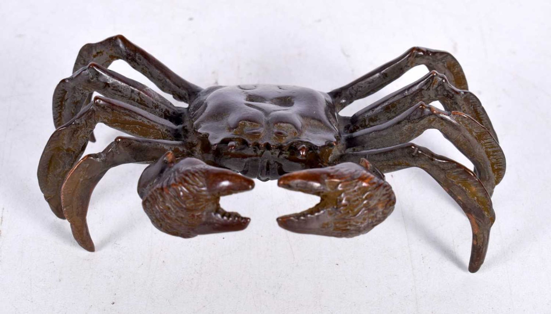 A Large Japanese Bronze Model of a Crab. 11.6cm x 7.1cm x 4.8cm, weight 242g