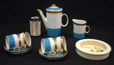 A Polish ceramic coffee set together with a Corona ware Nursery rhyme baby's bowl 18 cm