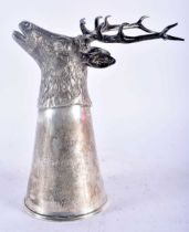AN EARLY 20TH CENTURY GERMAN SILVER STAG HEAD STIRRUP CUP C1900 retailed by Tiffany & Co,
